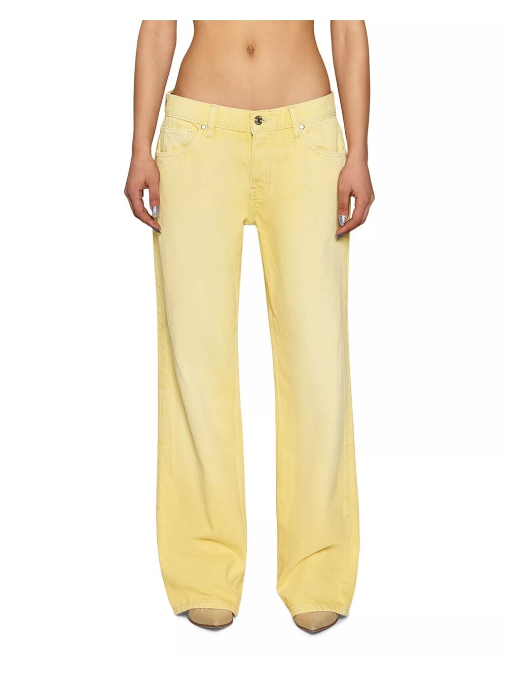 295$ Eb Denim Cropped Low Rise Baggy Jeans Pants Size 29 Yellow Butter